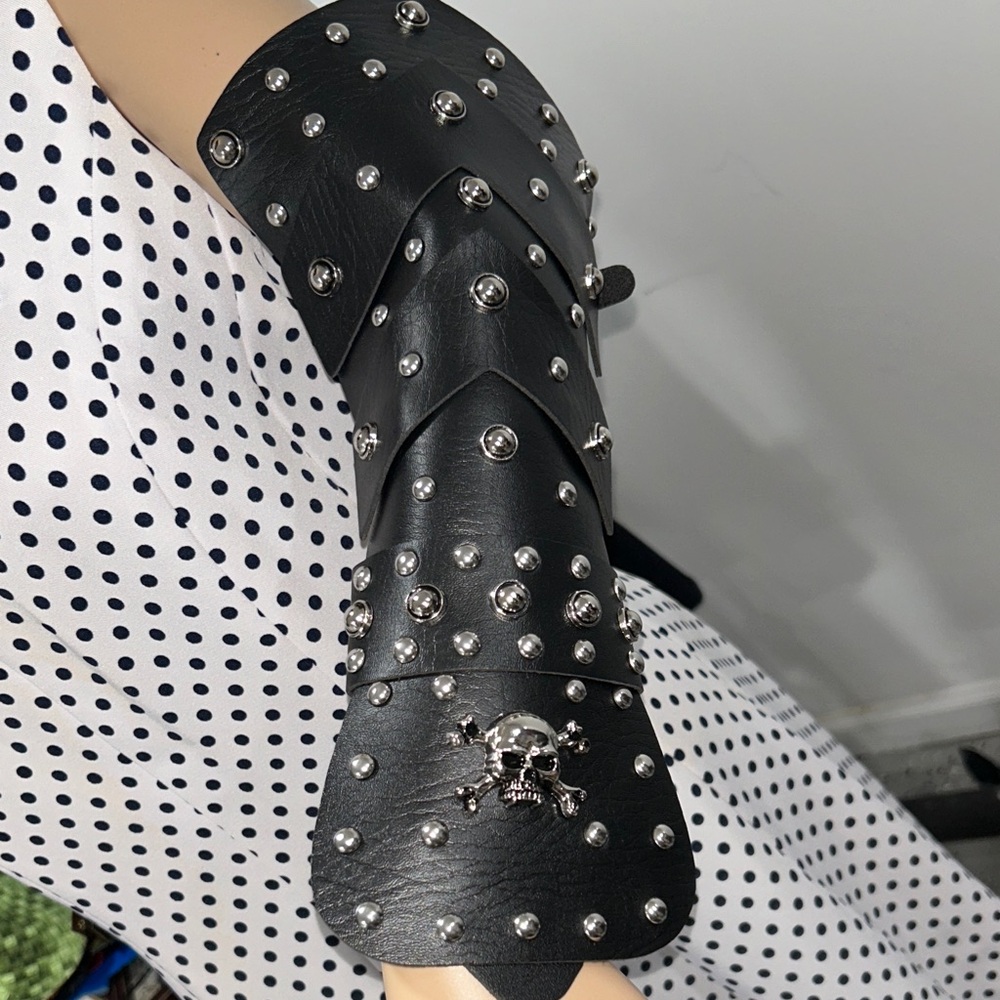 Black Studded Faux Leather Bracelet